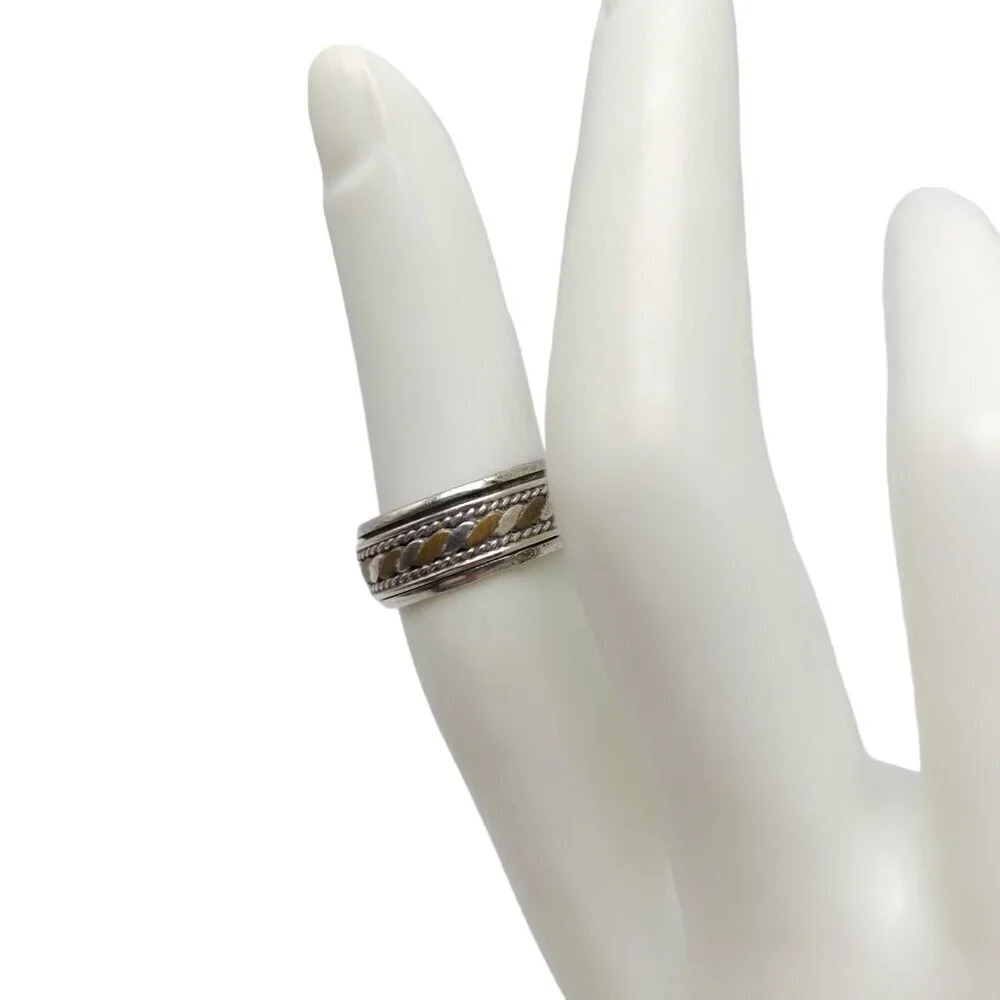 Braided Band Ring Size 6 Copper Sterling Silver Fidget Spinner Ring Vintage
